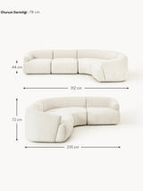 Modern Plus Köşe Koltuk Kırık Beyaz Dokuma Kadife