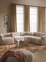 Modern Plus Köşe Koltuk Kırık Beyaz Dokuma Kadife