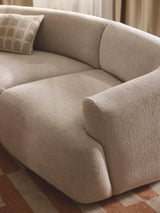 Modern Plus Köşe Koltuk Kırık Beyaz Dokuma Kadife