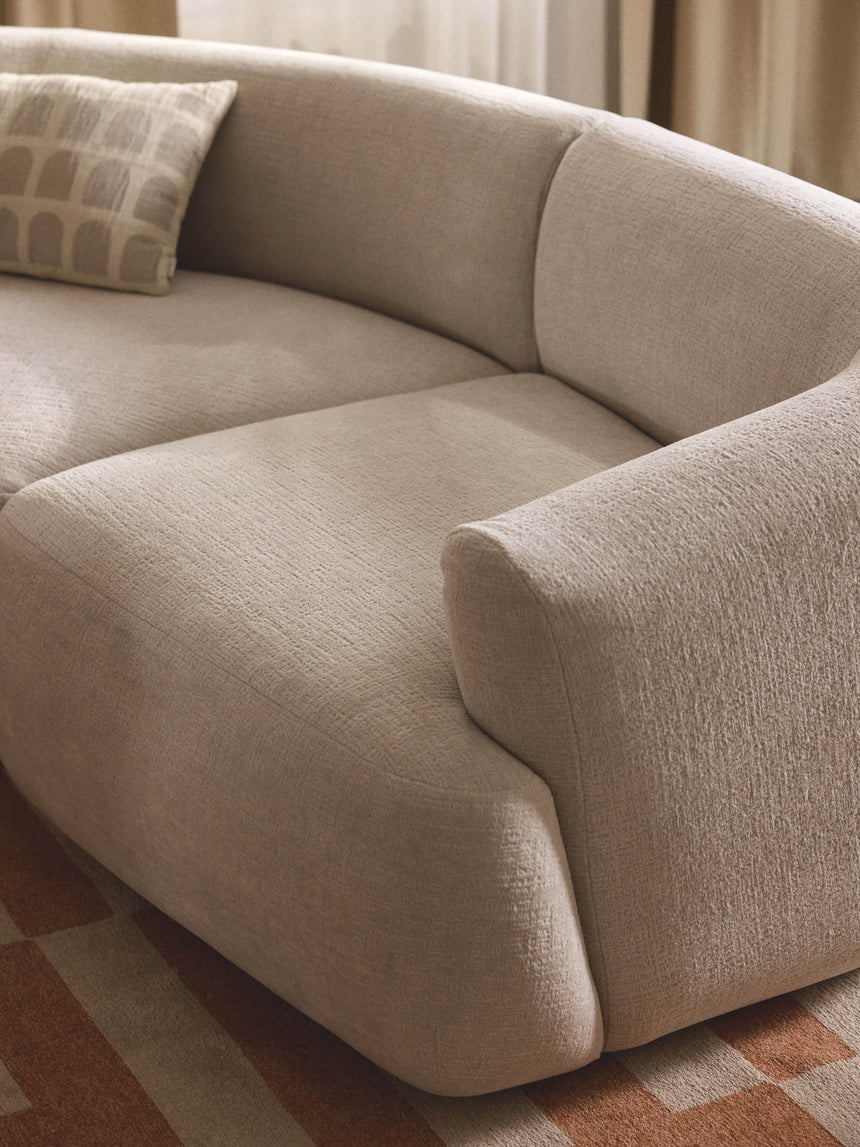 Modern Plus Köşe Koltuk Kırık Beyaz Dokuma Kadife