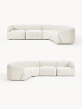 Modern Plus Köşe Koltuk Kırık Beyaz Dokuma Kumaş