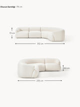 Modern Plus Köşe Koltuk Kırık Beyaz Dokuma Kumaş