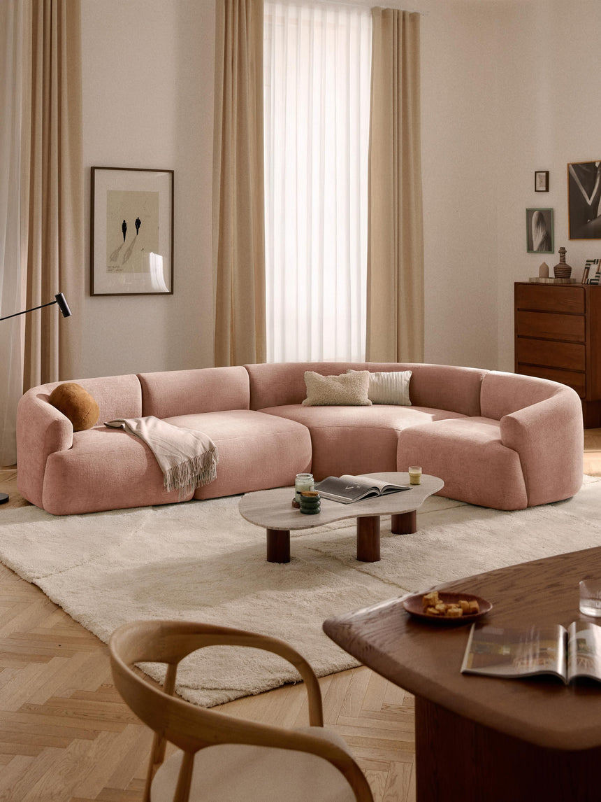 Modern Plus Köşe Koltuk Şeftali Dokuma Kadife