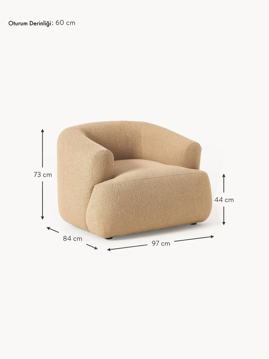 Modern Tekli Koltuk Bej Bukle