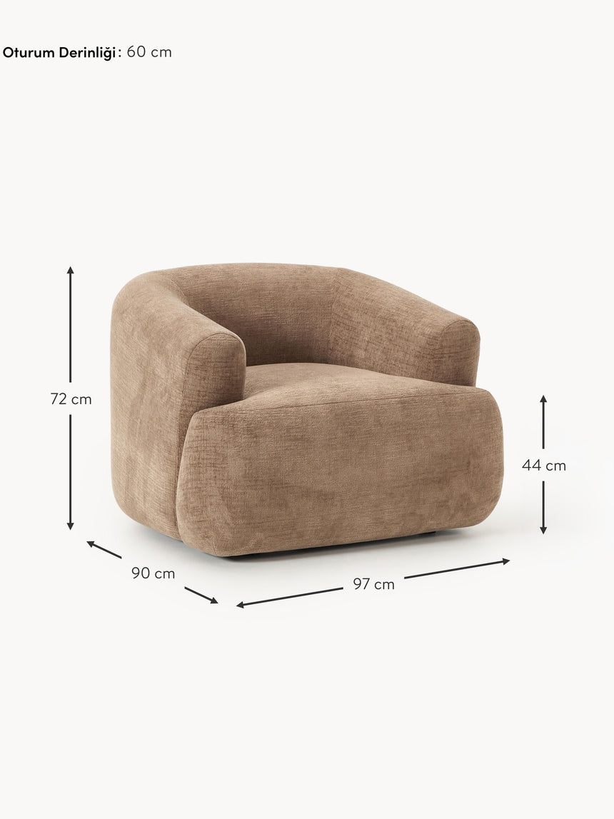 Modern Tekli Koltuk Kahve Dokuma Kadife