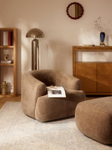 Modern Tekli Koltuk Kahve Dokuma Kadife