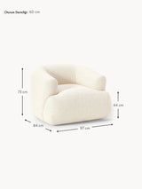 Modern Tekli Koltuk Kırık Beyaz Bukle