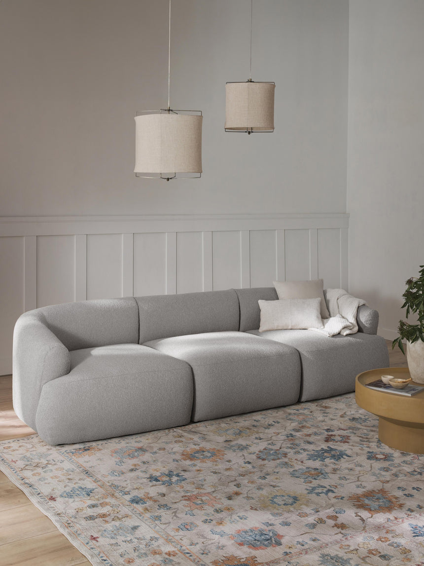 Modern Üçlü Koltuk Açık Gri Bukle