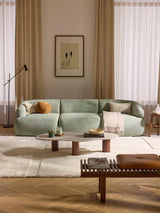 Modern Üçlü Koltuk Adaçayı Yeşili Dokuma Kadife