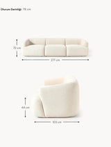 Modern Üçlü Koltuk Kırık Beyaz Bukle