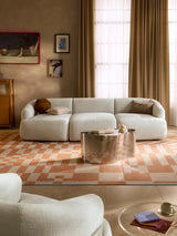 Modern Üçlü Koltuk Kırık Beyaz Dokuma Kadife