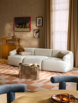 Modern Üçlü Koltuk Kırık Beyaz Dokuma Kadife