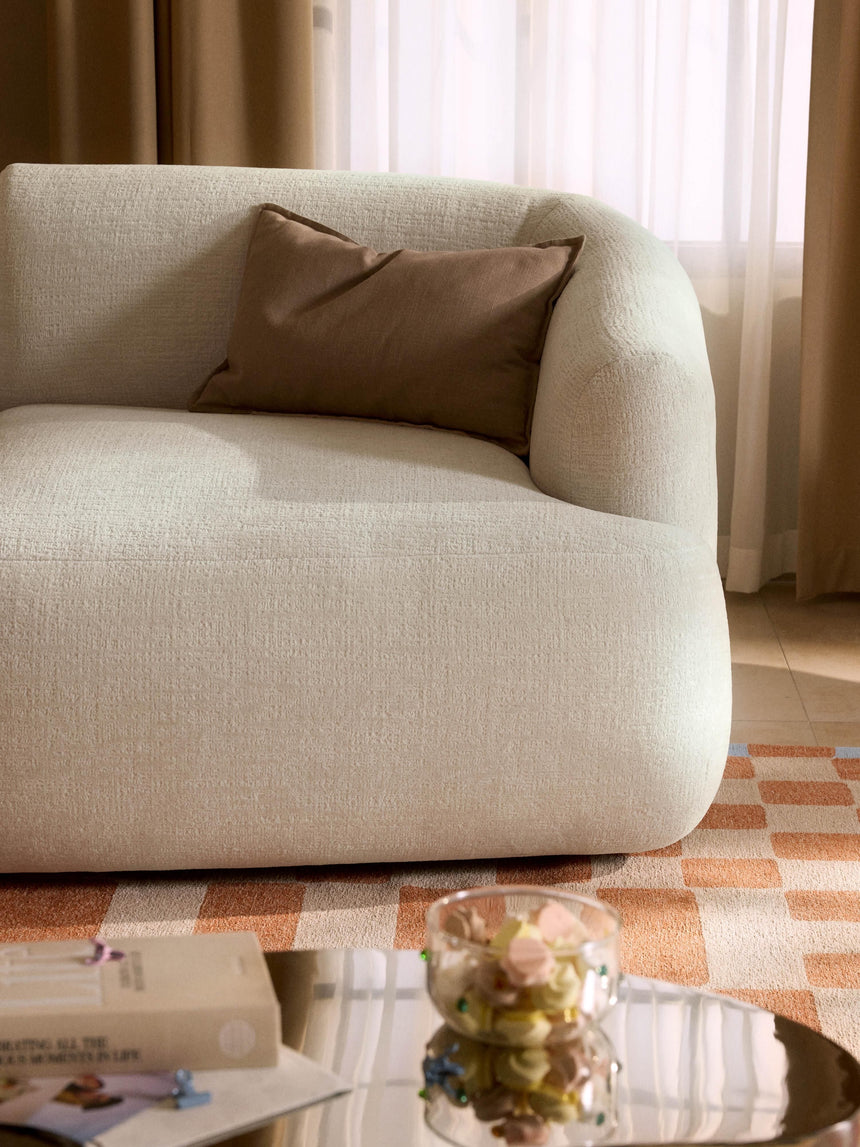 Modern Üçlü Koltuk Kırık Beyaz Dokuma Kadife