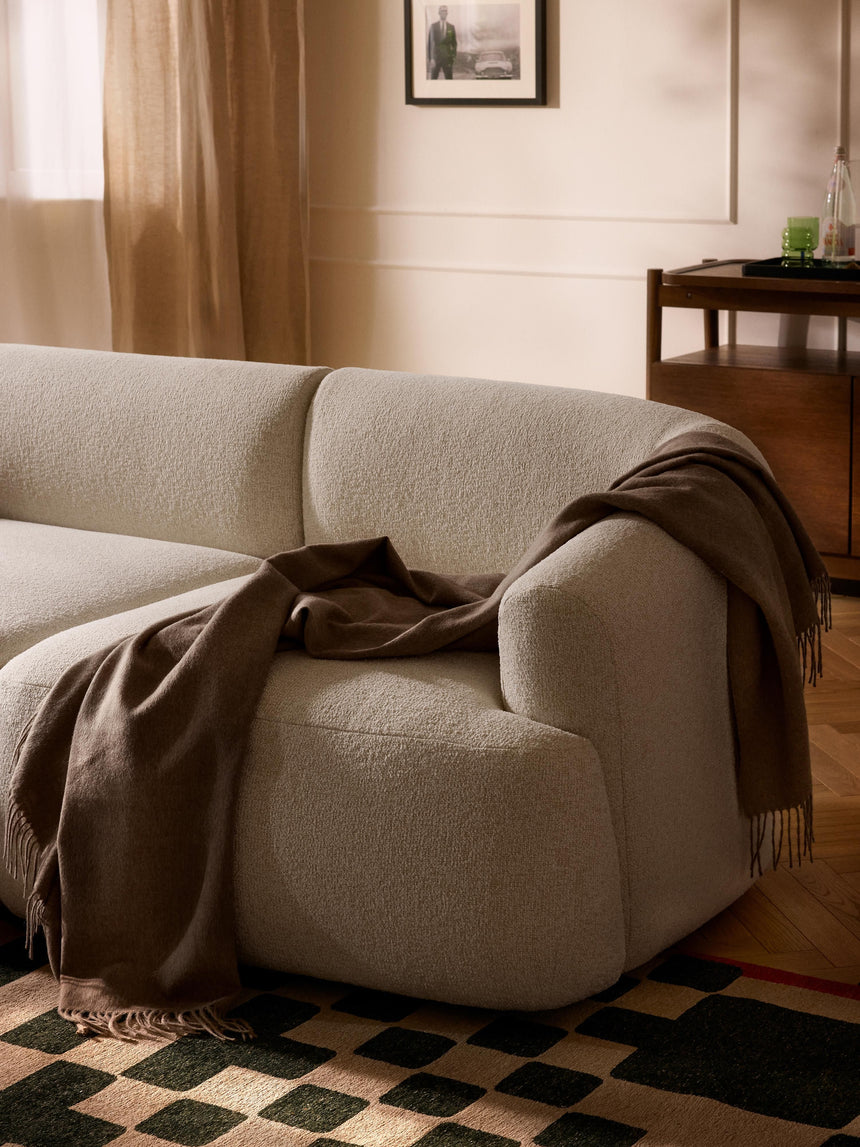 Modern Üçlü Koltuk Krem Benekli Bukle