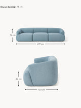 Modern Üçlü Koltuk Mavi Bukle