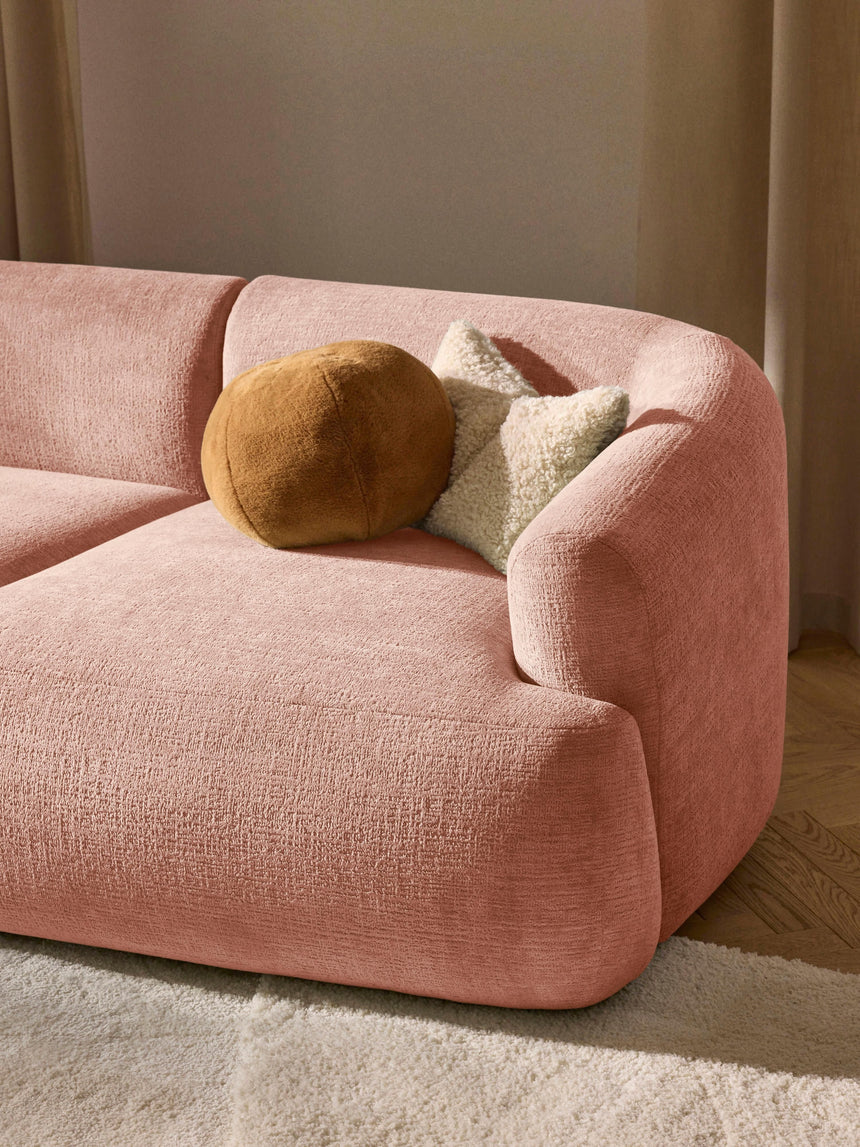 Modern Üçlü Koltuk Şeftali Dokuma Kadife