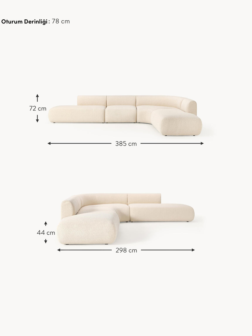 Modern Ultra Köşe Koltuk Açık Bej Bukle