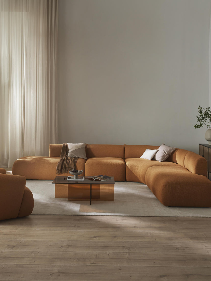 Modern Ultra Köşe Koltuk Açık Kahve Bukle