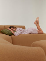 Modern Ultra Köşe Koltuk Açık Kahve Bukle