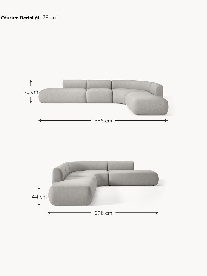 Modern Ultra Köşe Koltuk Gri Dokuma Kumaş