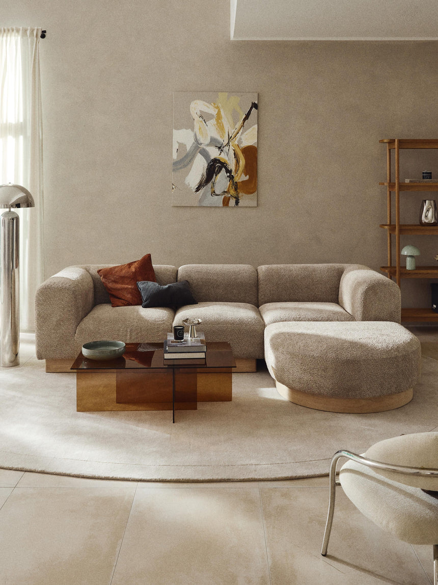 Moka Köşe Koltuk Bej Teddy Açık Kayın