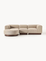 Moka Köşe Koltuk Bej Teddy Koyu Kayın