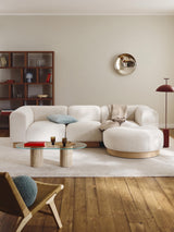 Moka Köşe Koltuk Kırık Beyaz Teddy Açık Kayın