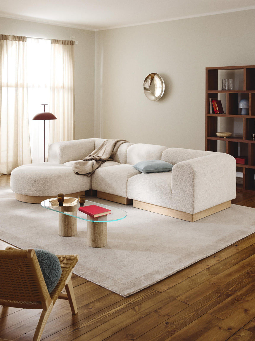 Moka Köşe Koltuk Kırık Beyaz Teddy Açık Kayın