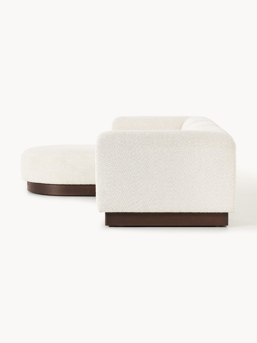 Moka Köşe Koltuk Kırık Beyaz Teddy Koyu Kayın