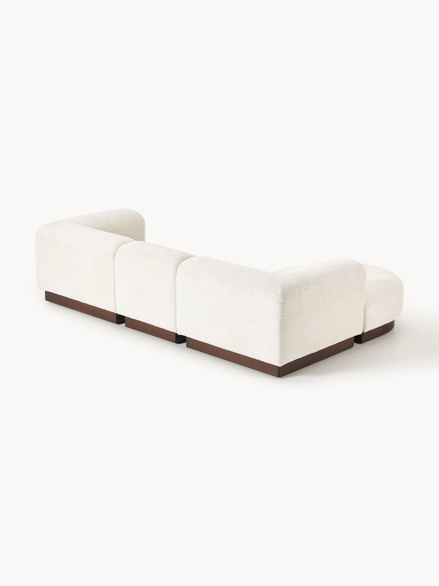 Moka Köşe Koltuk Kırık Beyaz Teddy Koyu Kayın