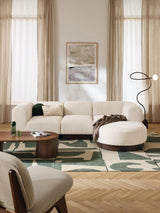 Moka Köşe Koltuk Kırık Beyaz Teddy Koyu Kayın