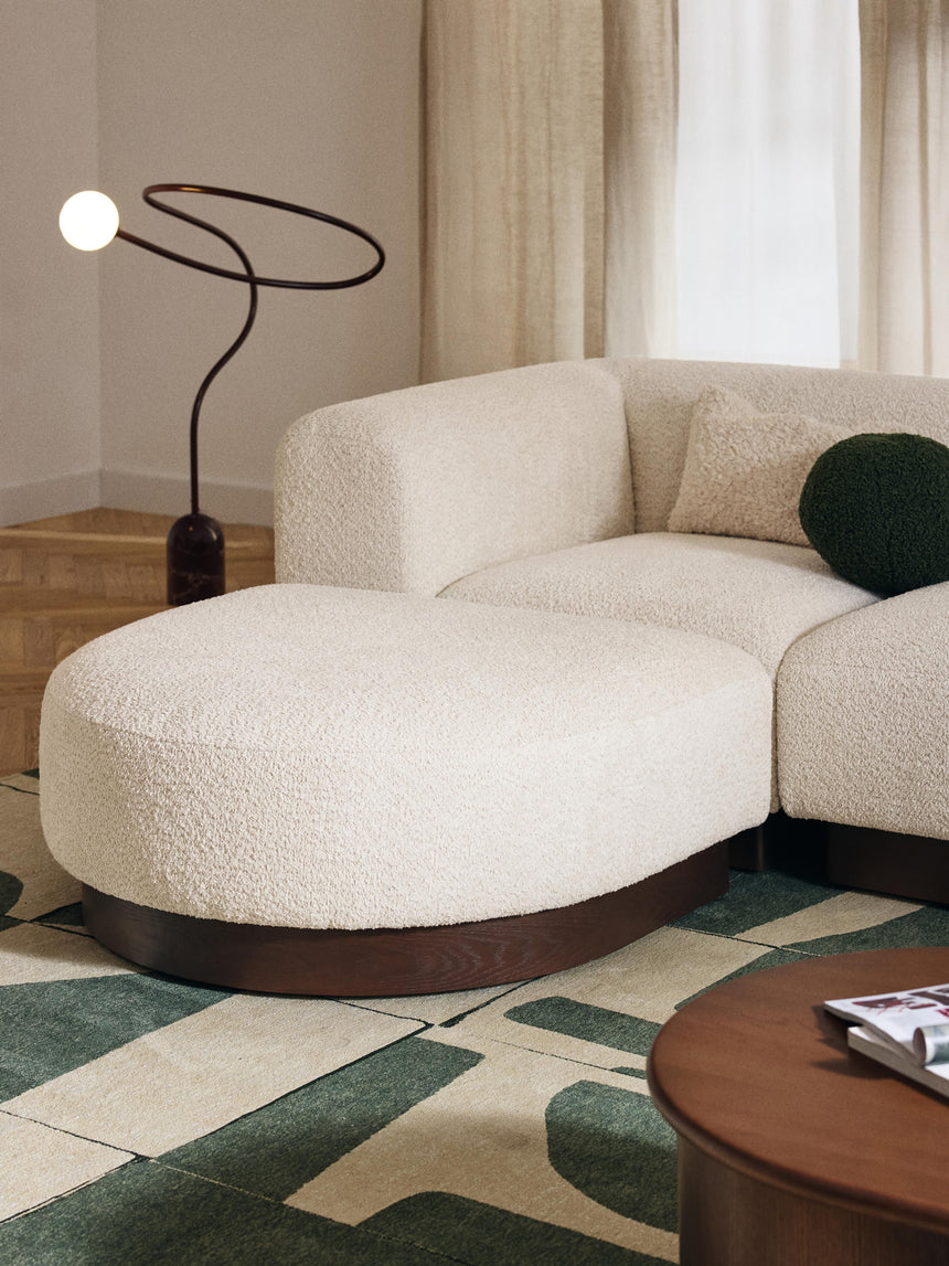 Moka Köşe Koltuk Kırık Beyaz Teddy Koyu Kayın