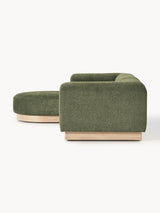 Moka Köşe Koltuk Yeşil Teddy Açık Kayın