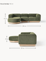 Moka Köşe Koltuk Yeşil Teddy Açık Kayın