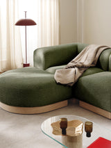 Moka Köşe Koltuk Yeşil Teddy Açık Kayın