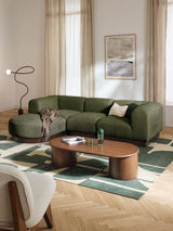 Moka Köşe Koltuk Yeşil Teddy Koyu Kayın