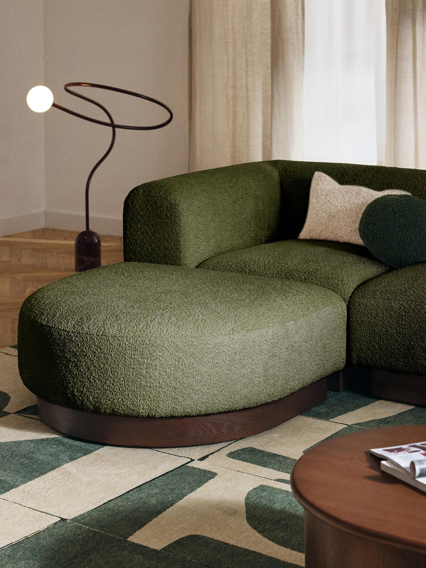 Moka Köşe Koltuk Yeşil Teddy Koyu Kayın