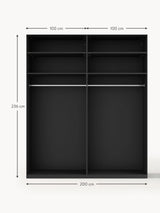 Mon Dört Kapılı Modül Gardırop Siyah