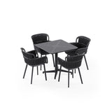 Moon Polipropilen Masa Takımı 80x80 cm Sabit 4 Kişilik - Eva P Örgülü Sandalye