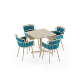 Moon Polipropilen Masa Takımı 80x80 cm Sabit 4 Kişilik - Eva P Örgülü Sandalye