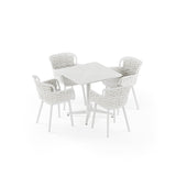 Moon Polipropilen Masa Takımı 80x80 cm Sabit 4 Kişilik - Eva P Örgülü Sandalye