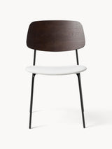 Omada Kırık Beyaz Keten Kumaş Döşemeli Ahşap Sandalye Ceviz