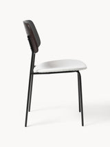 Omada Kırık Beyaz Keten Kumaş Döşemeli Ahşap Sandalye Ceviz