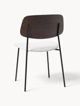 Omada Kırık Beyaz Keten Kumaş Döşemeli Ahşap Sandalye Ceviz