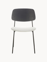 Omada Kırık Beyaz Keten Kumaş Döşemeli Ahşap Sandalye Siyah