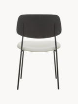 Omada Kırık Beyaz Keten Kumaş Döşemeli Ahşap Sandalye Siyah