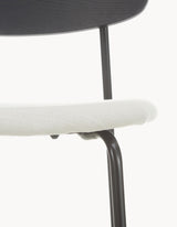 Omada Kırık Beyaz Keten Kumaş Döşemeli Ahşap Sandalye Siyah