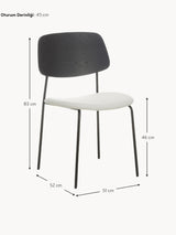 Omada Kırık Beyaz Keten Kumaş Döşemeli Ahşap Sandalye Siyah