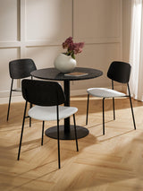 Omada Kırık Beyaz Keten Kumaş Döşemeli Ahşap Sandalye Siyah