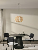 Omada Kırık Beyaz Keten Kumaş Döşemeli Ahşap Sandalye Siyah